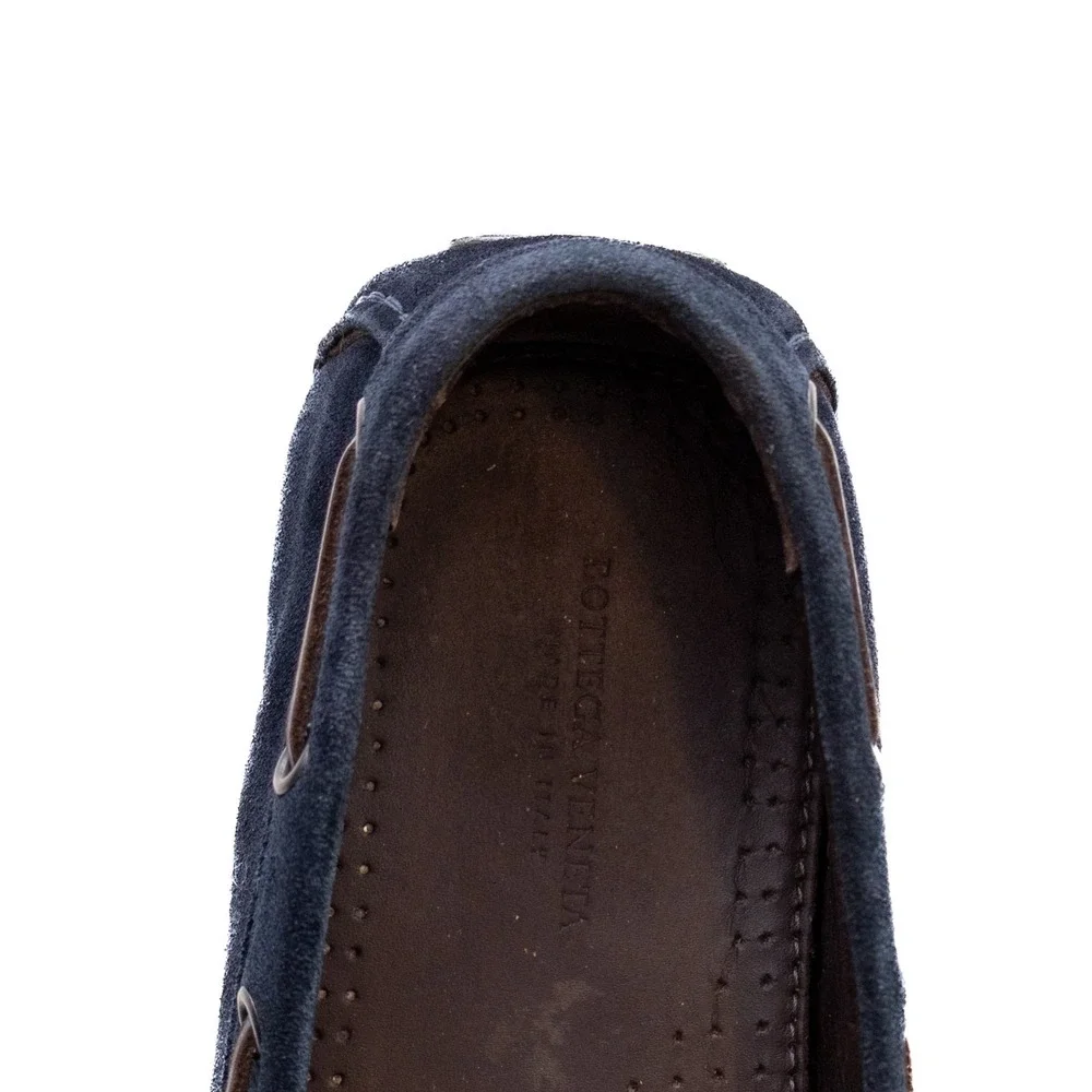 Bottega Veneta Intrecciato Suede‎ Driving Loafers Navy Blue Mens US 7